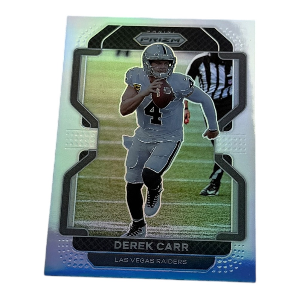 2021 Panini Prizm Derek Carr Silver Prizm Holo Las Vegas Raiders‎ Card 179